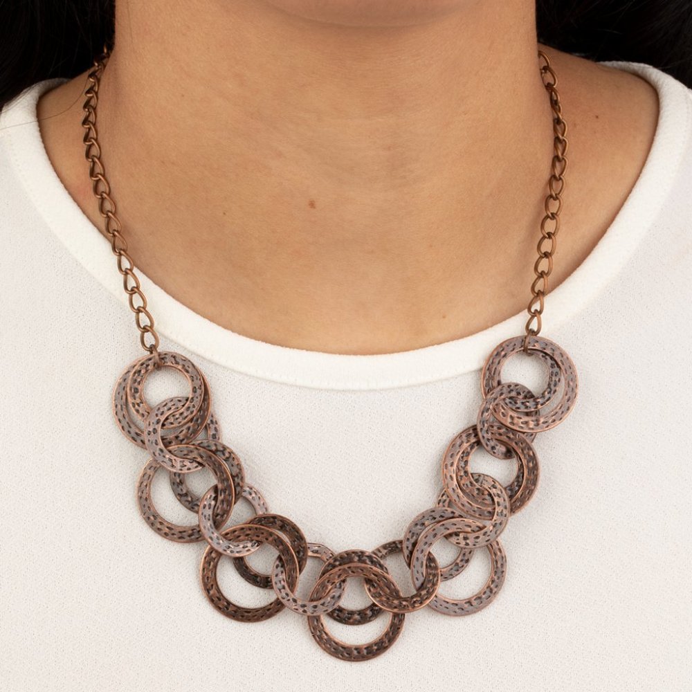 Paparazzi Treasure Tease Copper Necklace and Earring Set